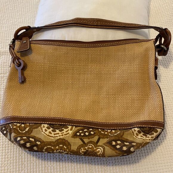 New Fissile Canvas And Leather Hobo Shoulder Bag - Picture 2 of 8